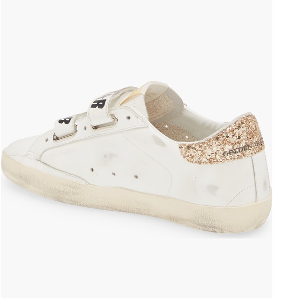Authentic GOLDEN GOOSE Old School Low Top Velcro Sneakers - White/Gold - 37 - Picture 2 of 16